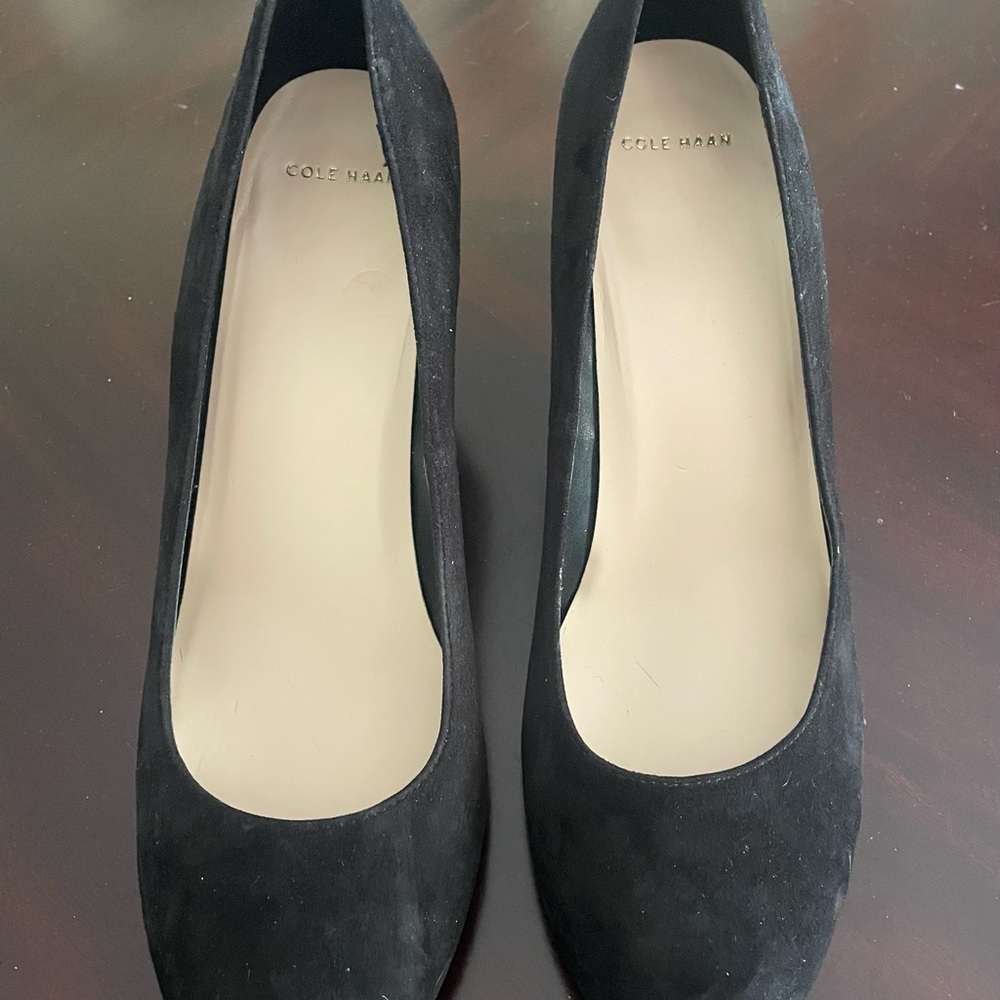 Cole Haan Black Flats Elegant Suede Wedges